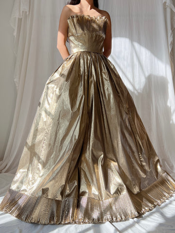 Vintage Victor Costa Gold Lurex Gown - S/6”