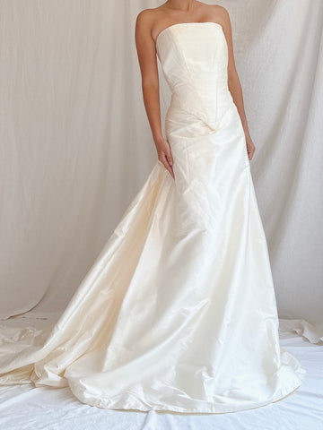 Vintage UK Silk Strapless Gown - UK 16/US 12