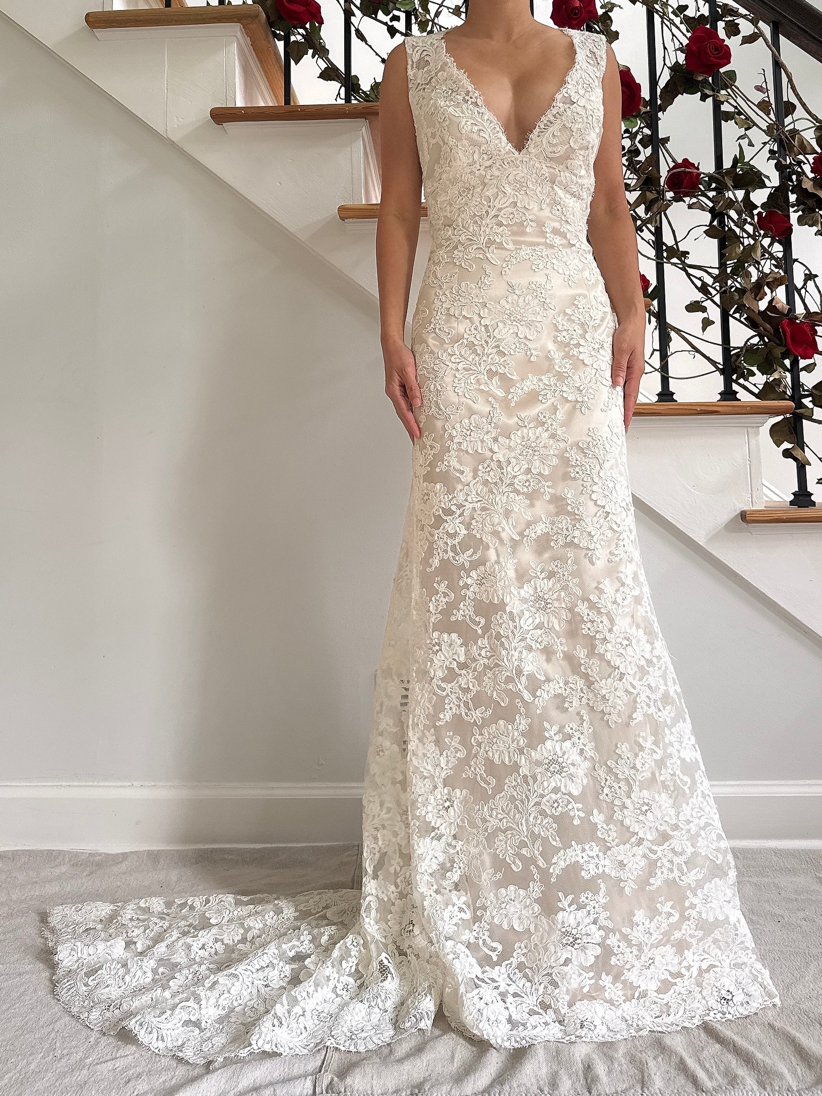 Vintage Jim Hjelm Corded Alecon Lace Gown - M/8
