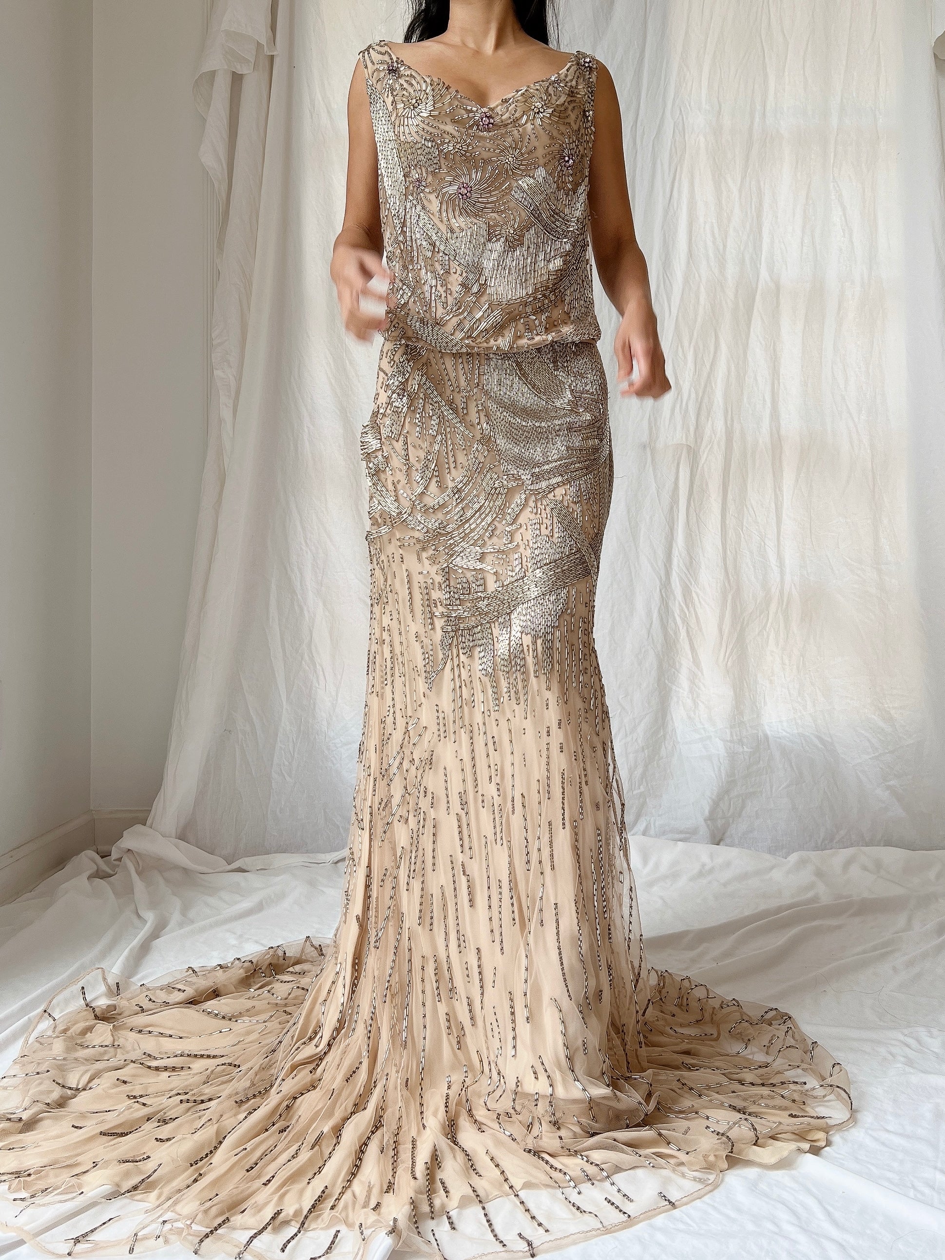 Vintage Silk Crochet Dress - S