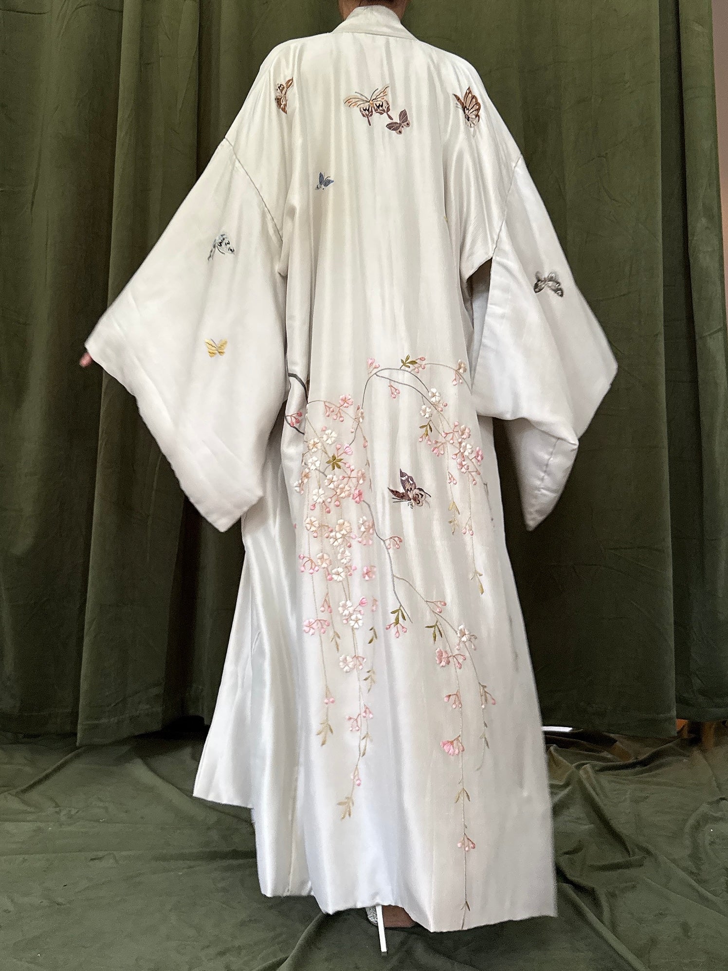 Antique Silk Butterfly Kimono - OSFM