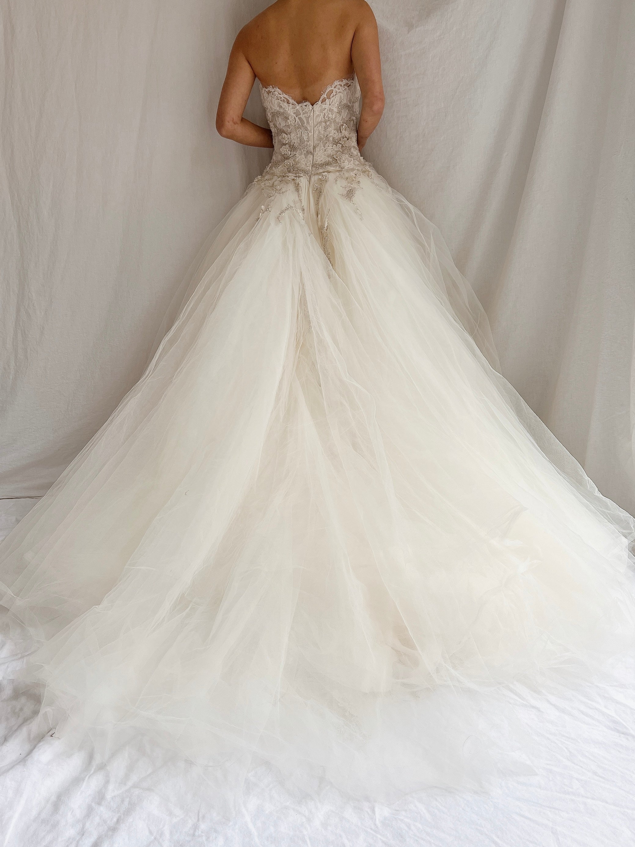 Lazaro Strapless Tulle Gown Sweetheart Bodice - XS/2