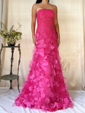 Vintage Silk Petal Gown - XS-M