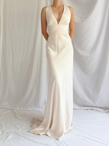 Vintage Silk Plunging Gown - XS/0/2