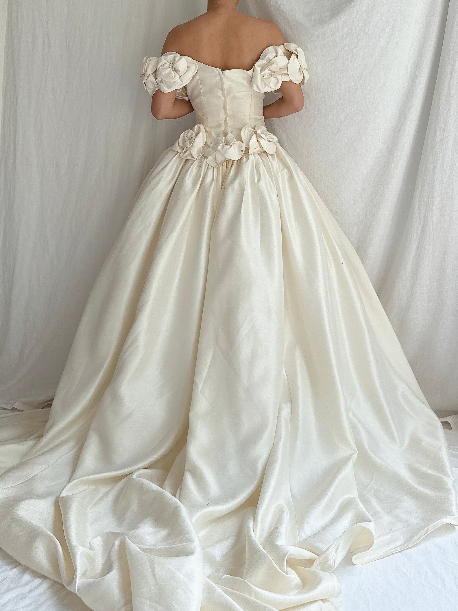 Vintage Raw Silk Basque Waist Gown - S