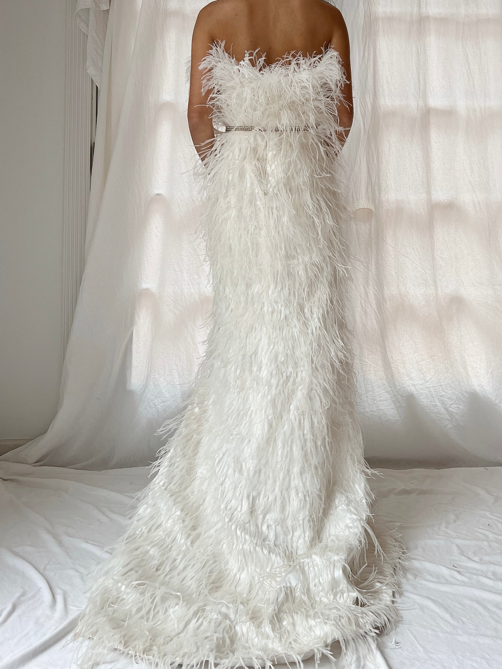 Ostrich Strapless Feather Dress - S/4/6