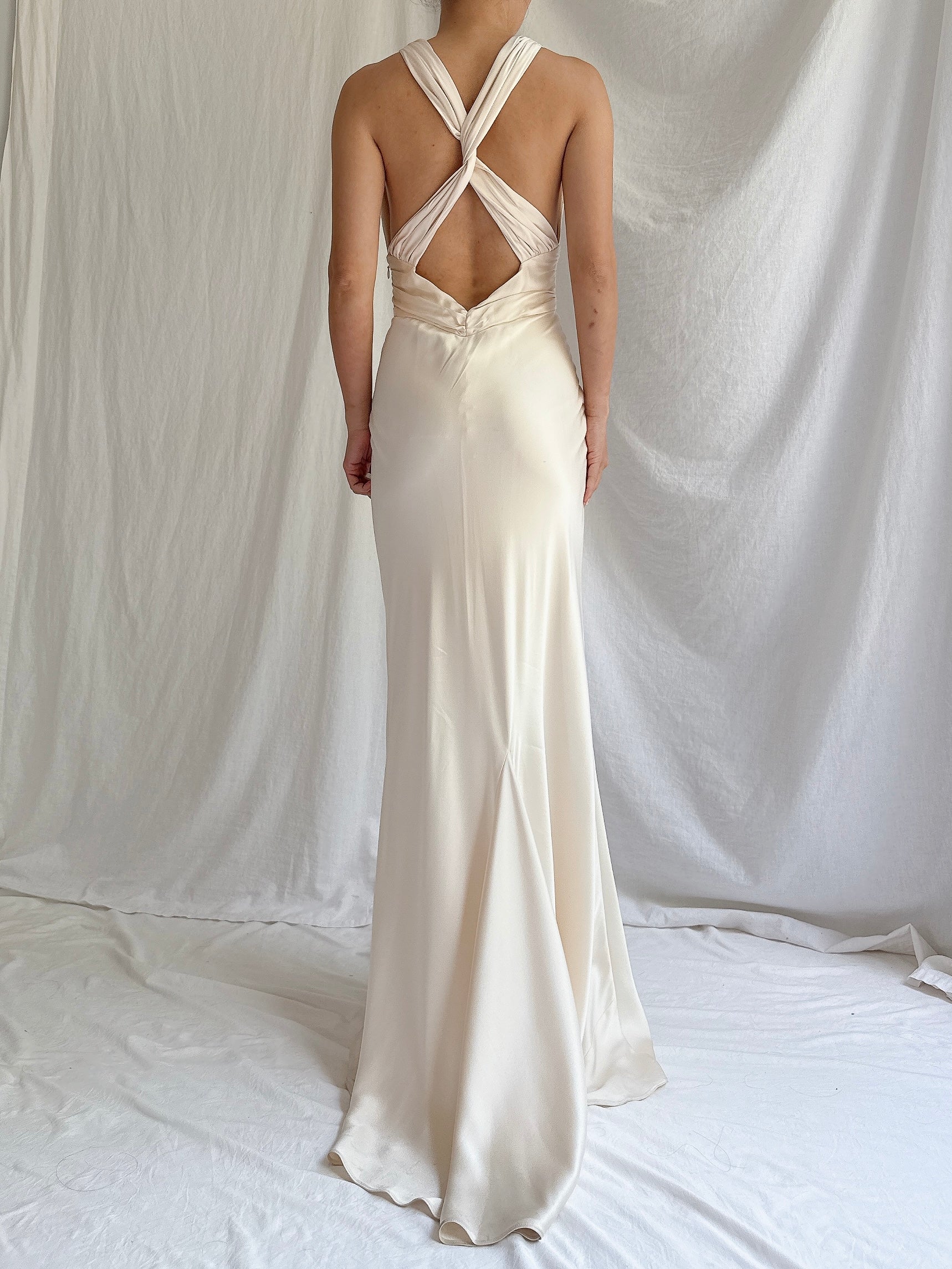 Vintage Silk Plunging Gown - XS/0/2