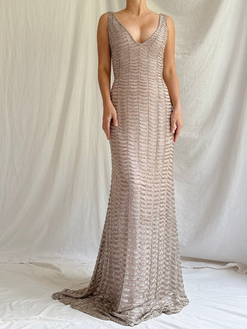 Vintage Naeem Khan Silk Beaded Gown - M/6/8