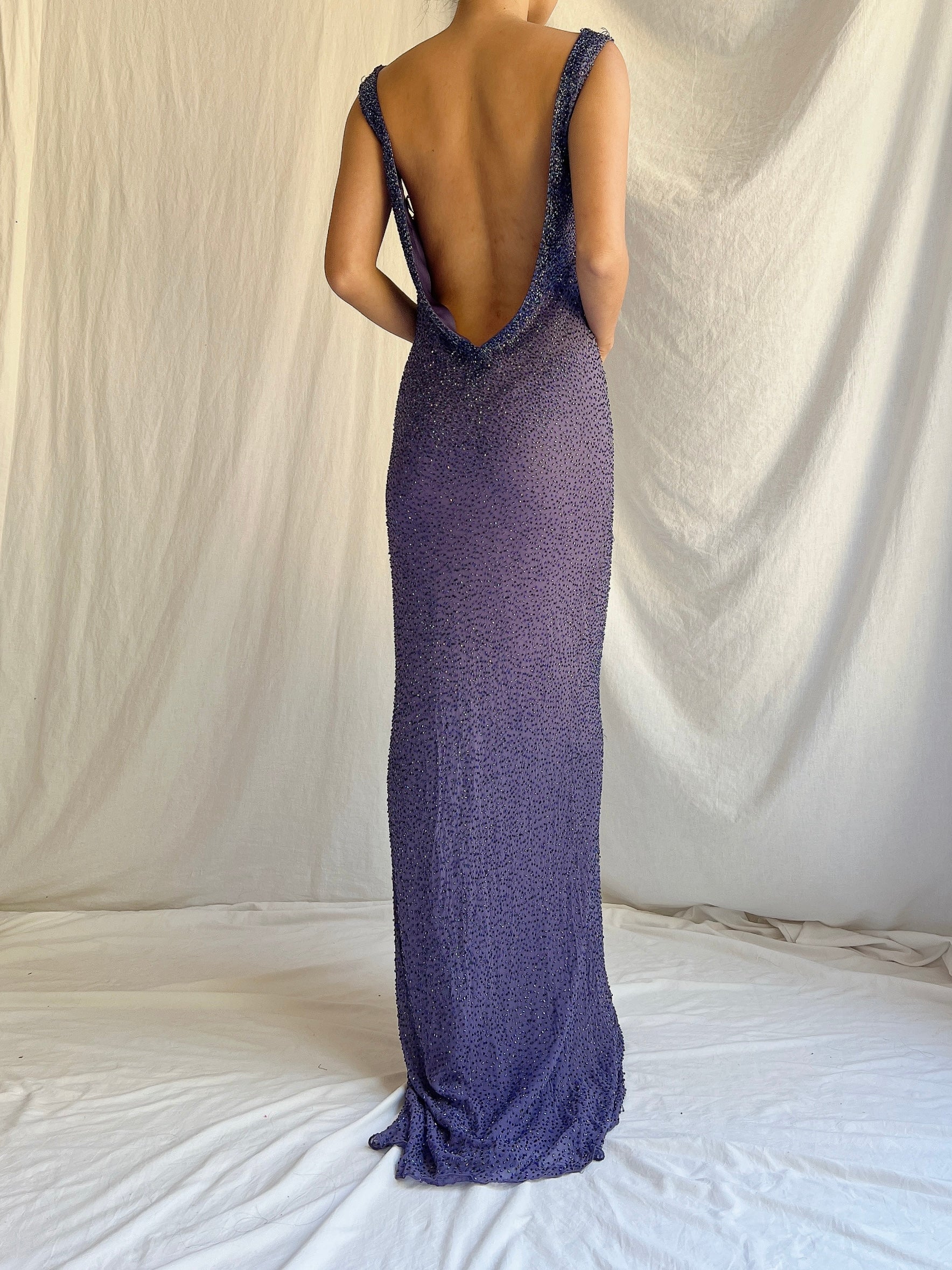 Vintage Jenny Packham Silk Beaded Gown - M/L
