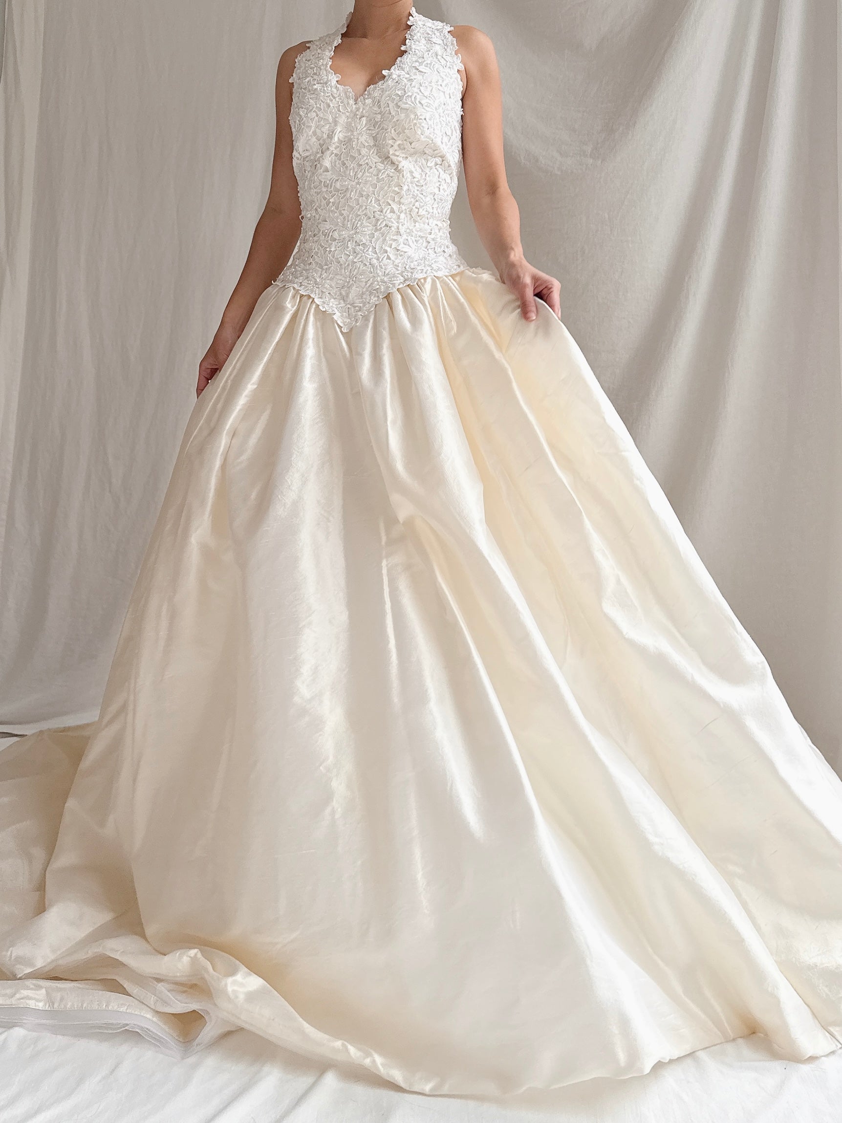 Vintage Silk Halter Dress - S