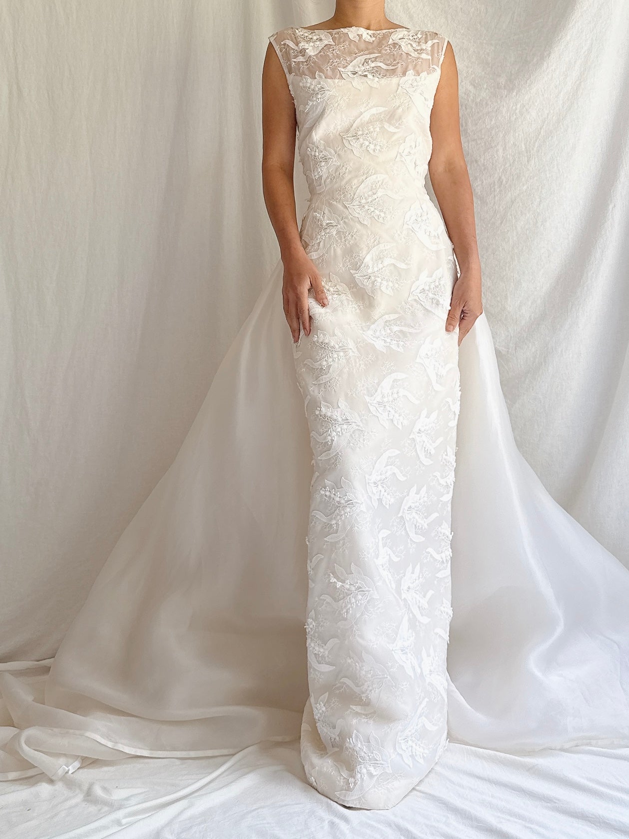 Vintage Silk Organza Lily-of-The Valley Gown - S