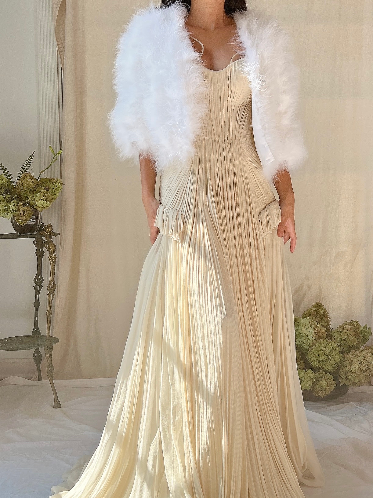 Vintage White Feather Jacket - S