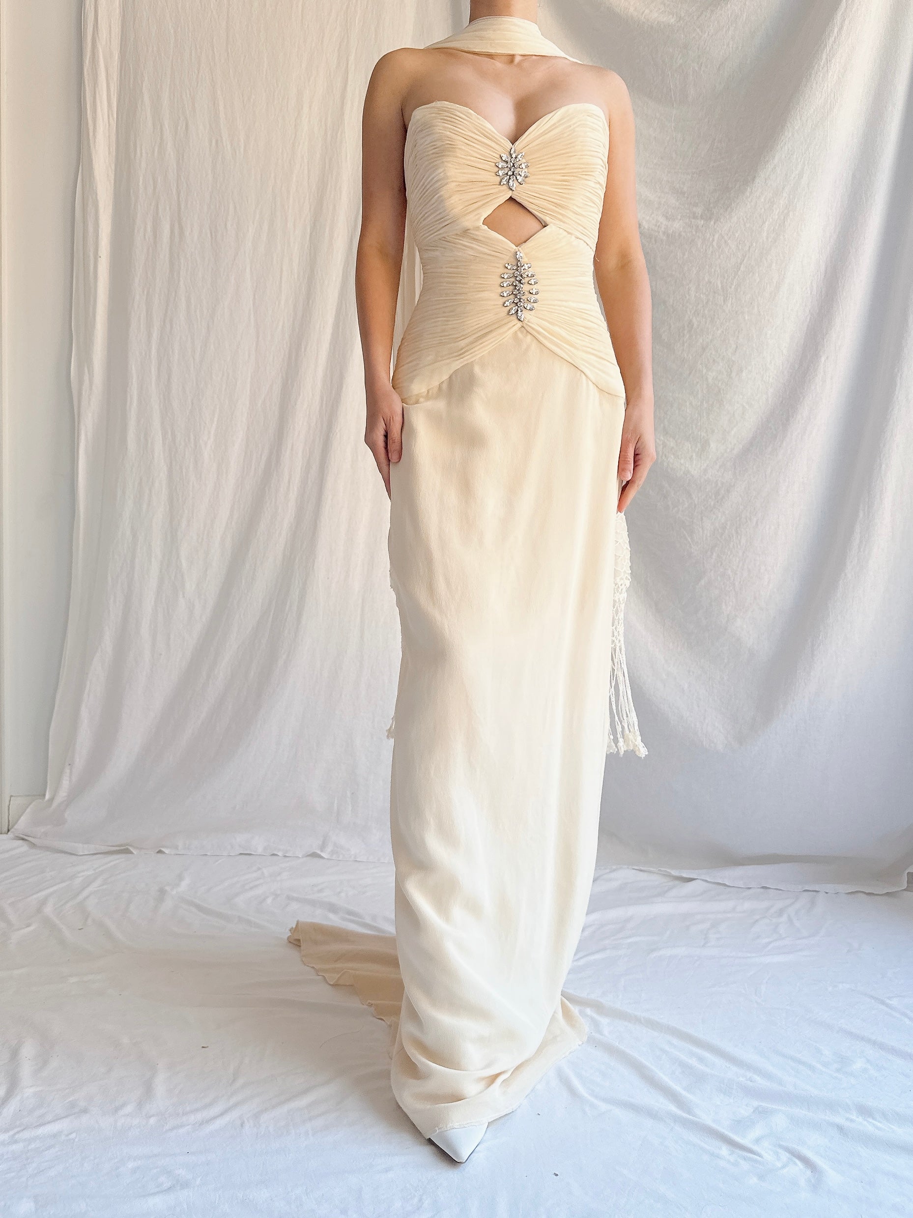 Vintage Silk Keyhole Dress - S/4/6