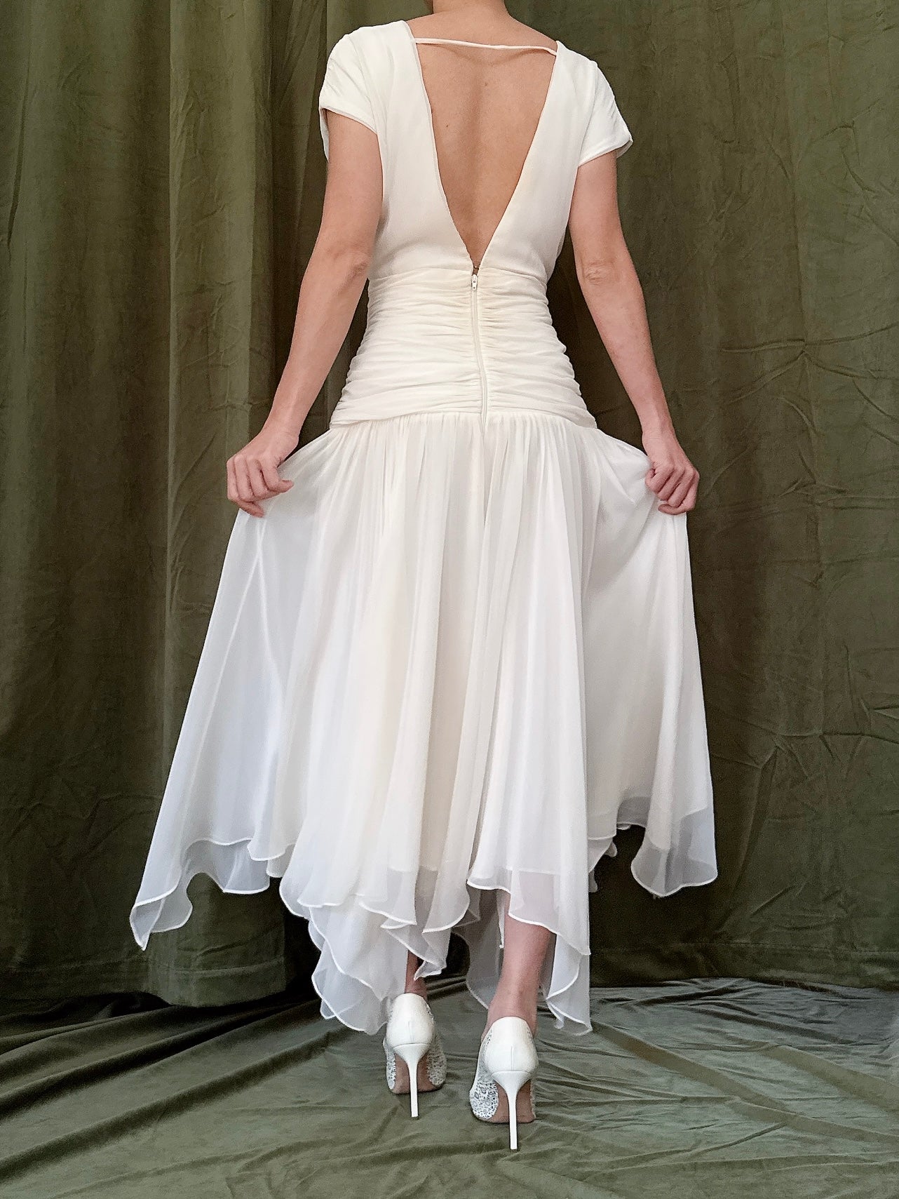Vintage Handkerchief Hem Dress - S/M