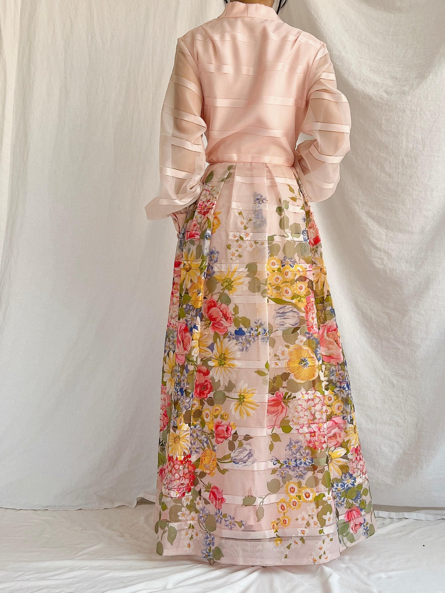 Vintage Pink Floral Dress - M