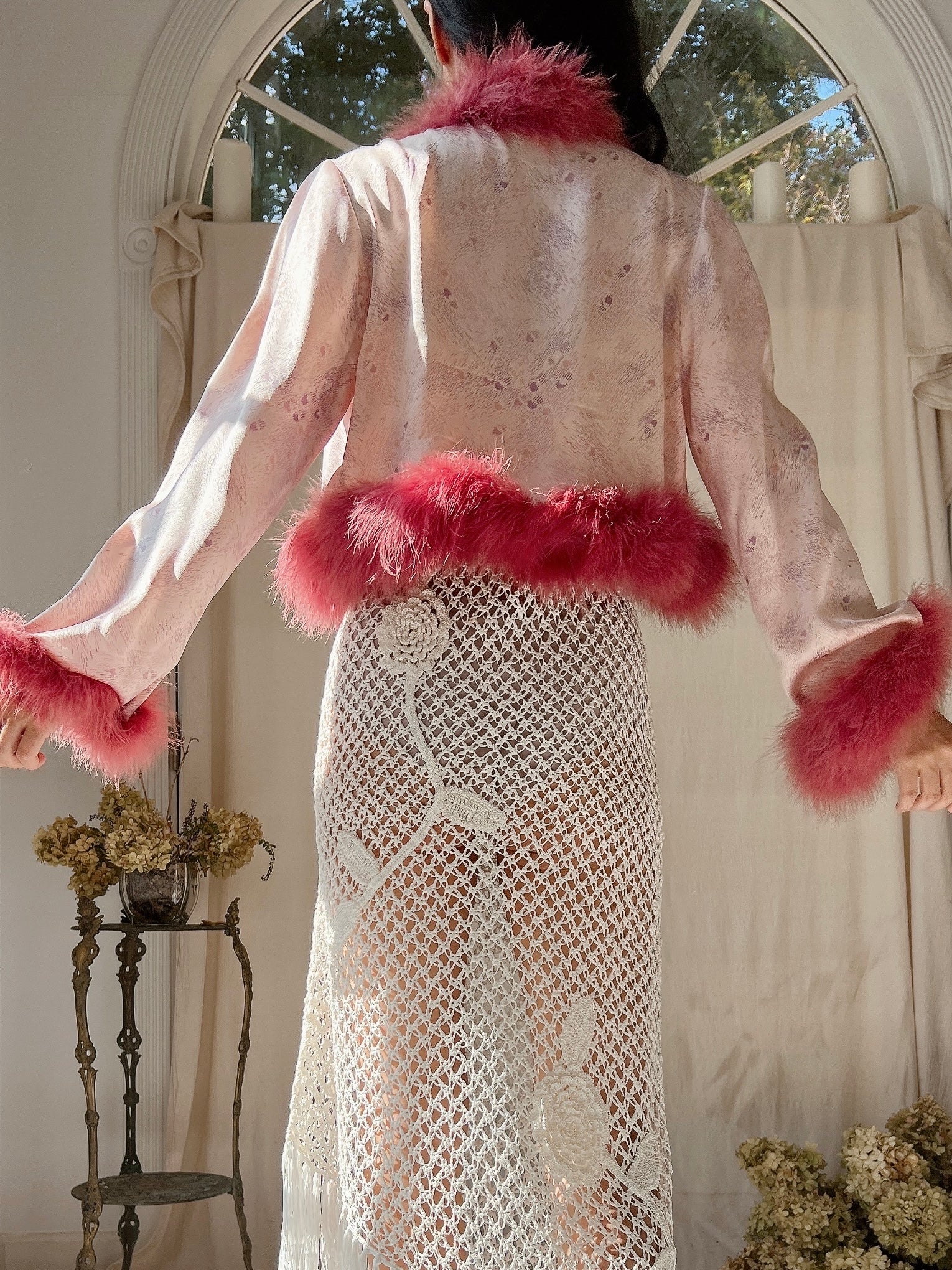 Vintage Silk Marabou Bolero - S/M