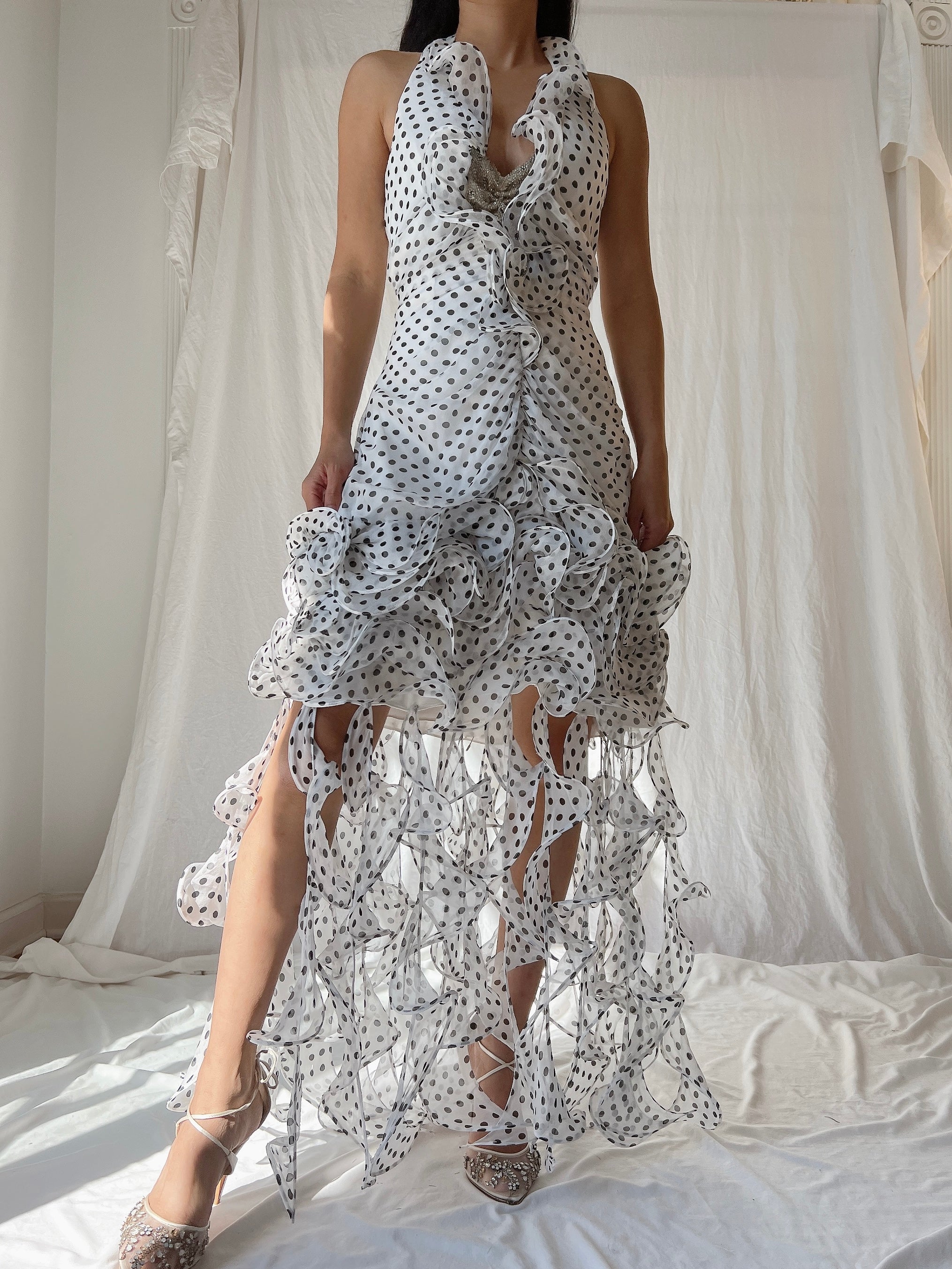 Vintage Alberta Makali Silk Jelly Fringe Dress - M