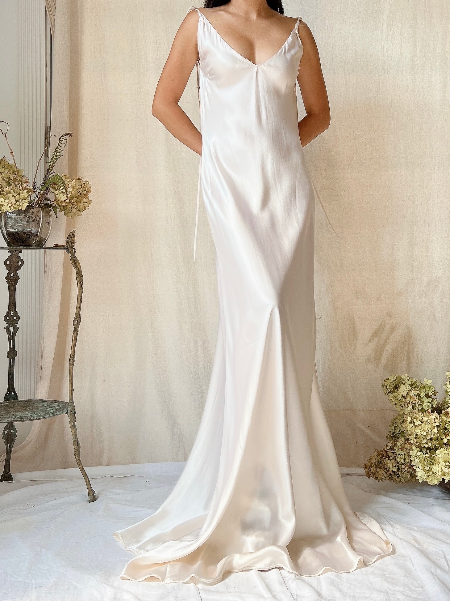 Vintage Silk Bias Slip Gown - M