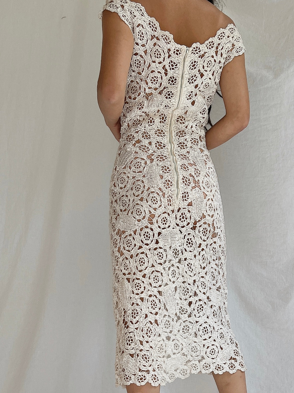 1969s Raffia Crochet Dress - S