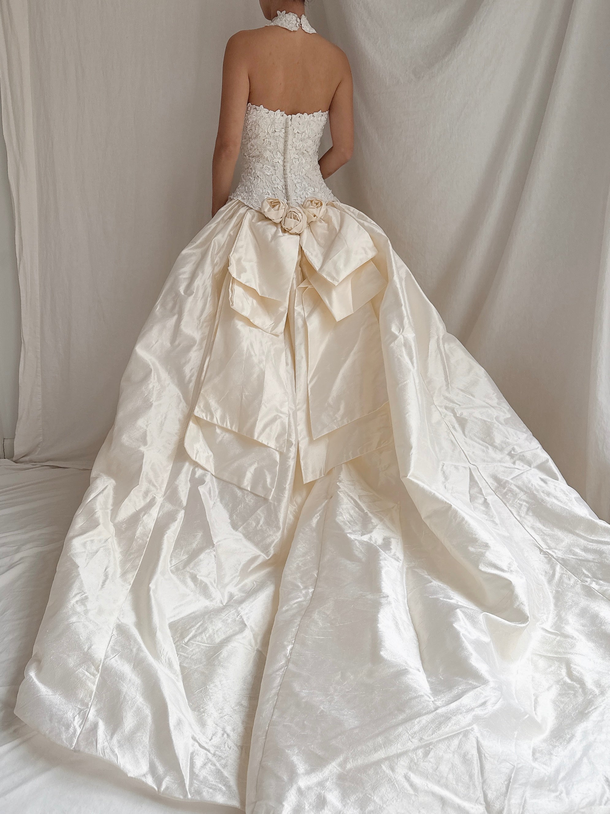 Vintage Silk Halter Dress - S