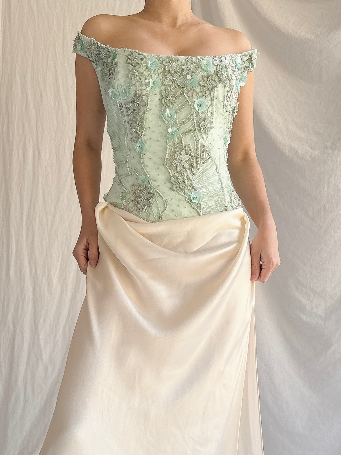 Vintage Bellville Sassoon Seafoam Embelished Top - M/8