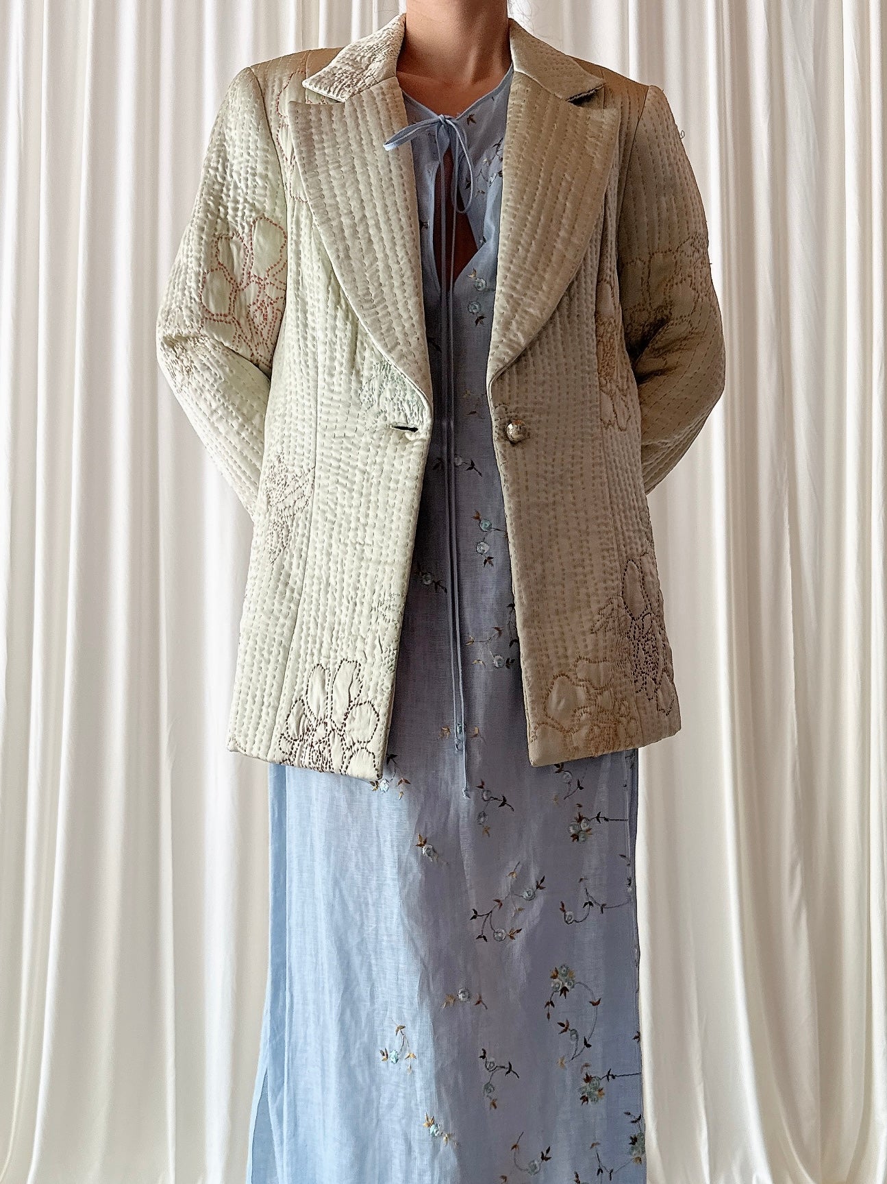 Vintage Futura Seafoam Silk Jacket - Size 44