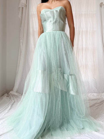 1950s Seafoam Tulle Gown - XS