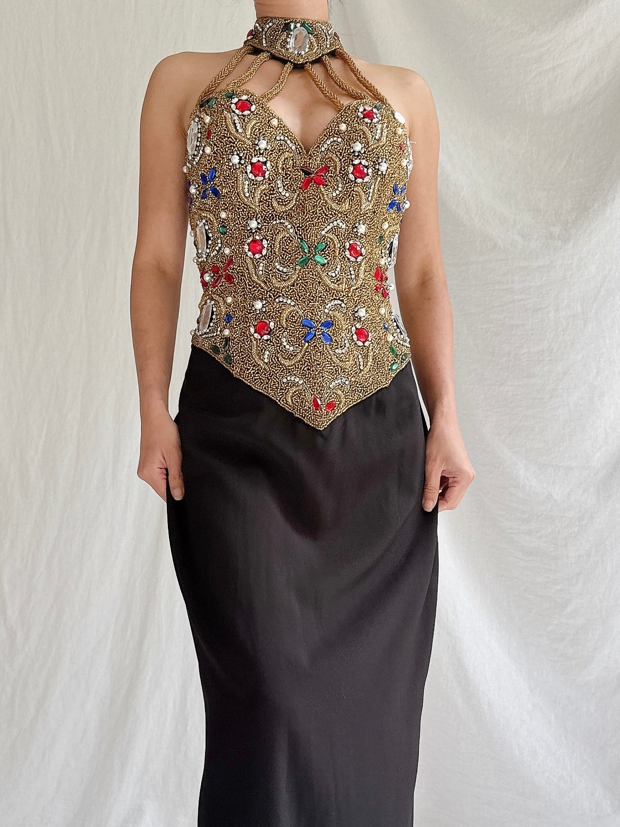Vintage Encrusted Bodice Gown - M/L