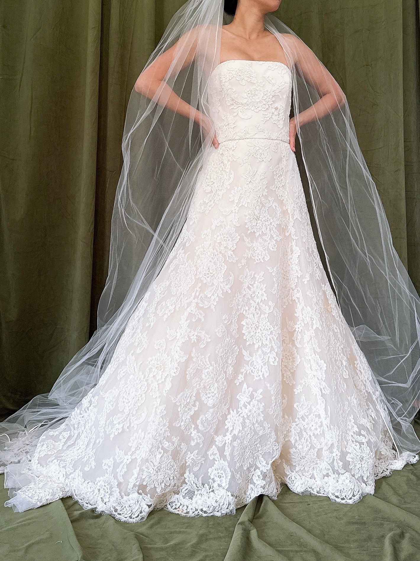 Vintage Amsale Tulle Embroidered Dress - XS