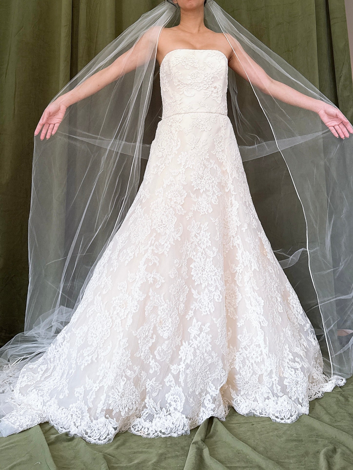 Vintage Amsale Tulle Embroidered Dress - XS