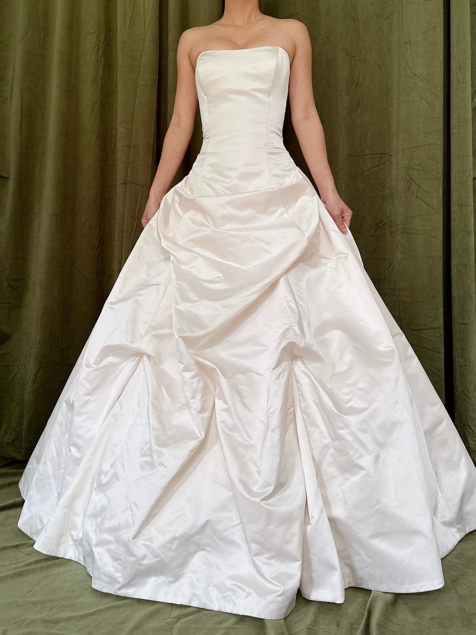 Vintage Satin Silk Strapless Gown - M/8