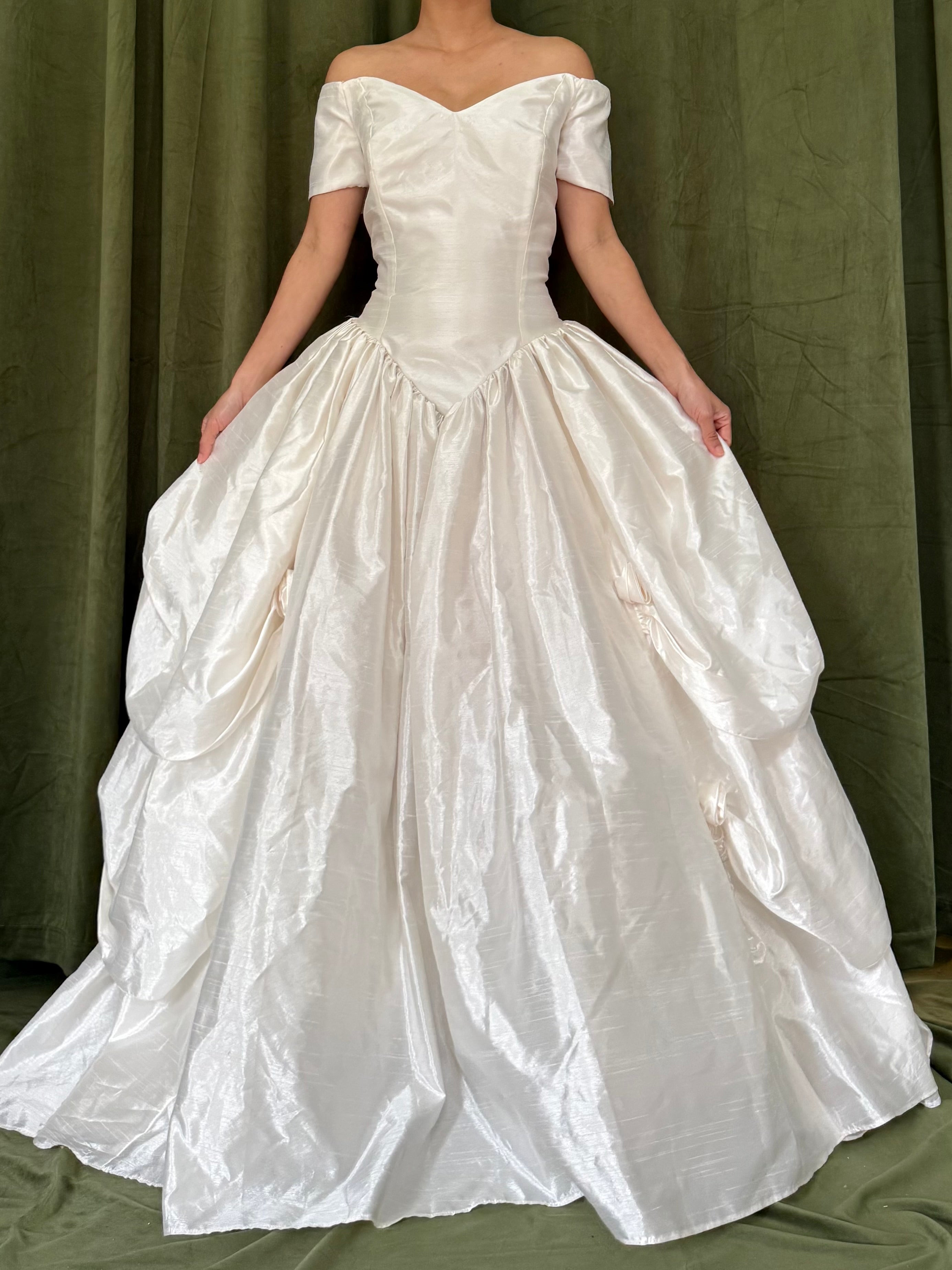 Vintage Taffeta Basque Waist Dress - M