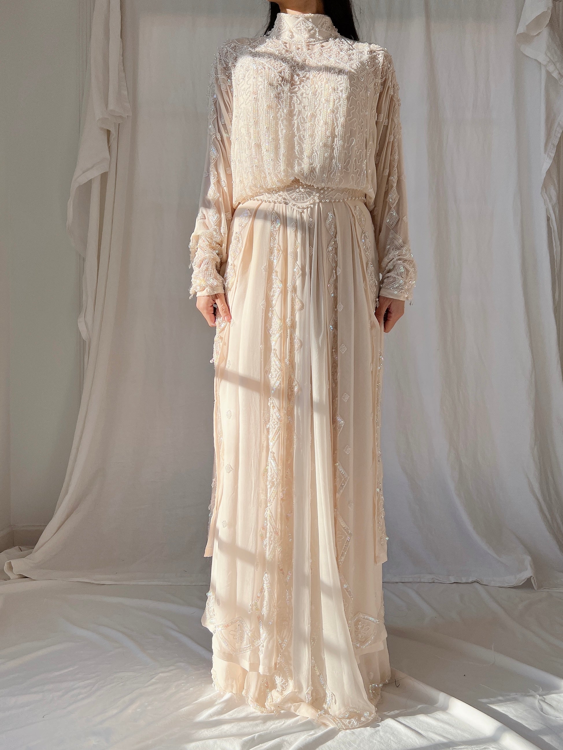 Vintage Silk High Neck Gown - S/4