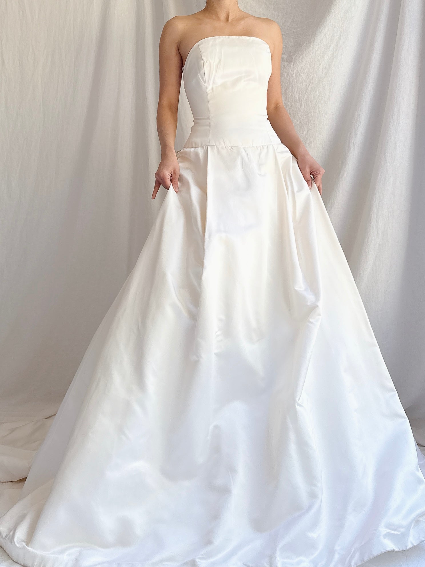 Vintage Silk/Rayon Satin Dropped Waist Gown - S