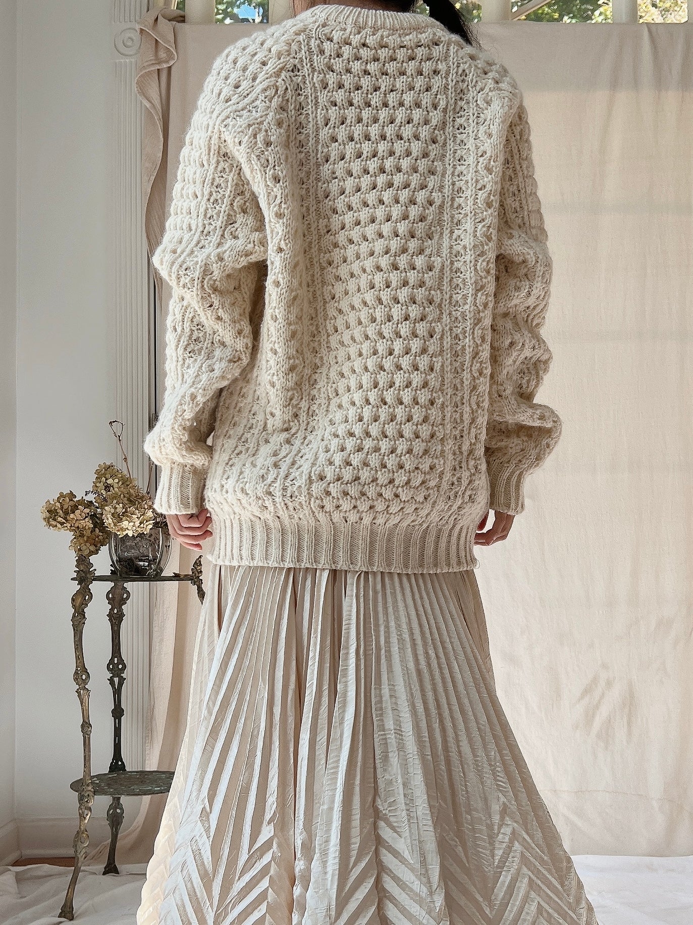 Vintage Irish Waffle Knit Pullover - L