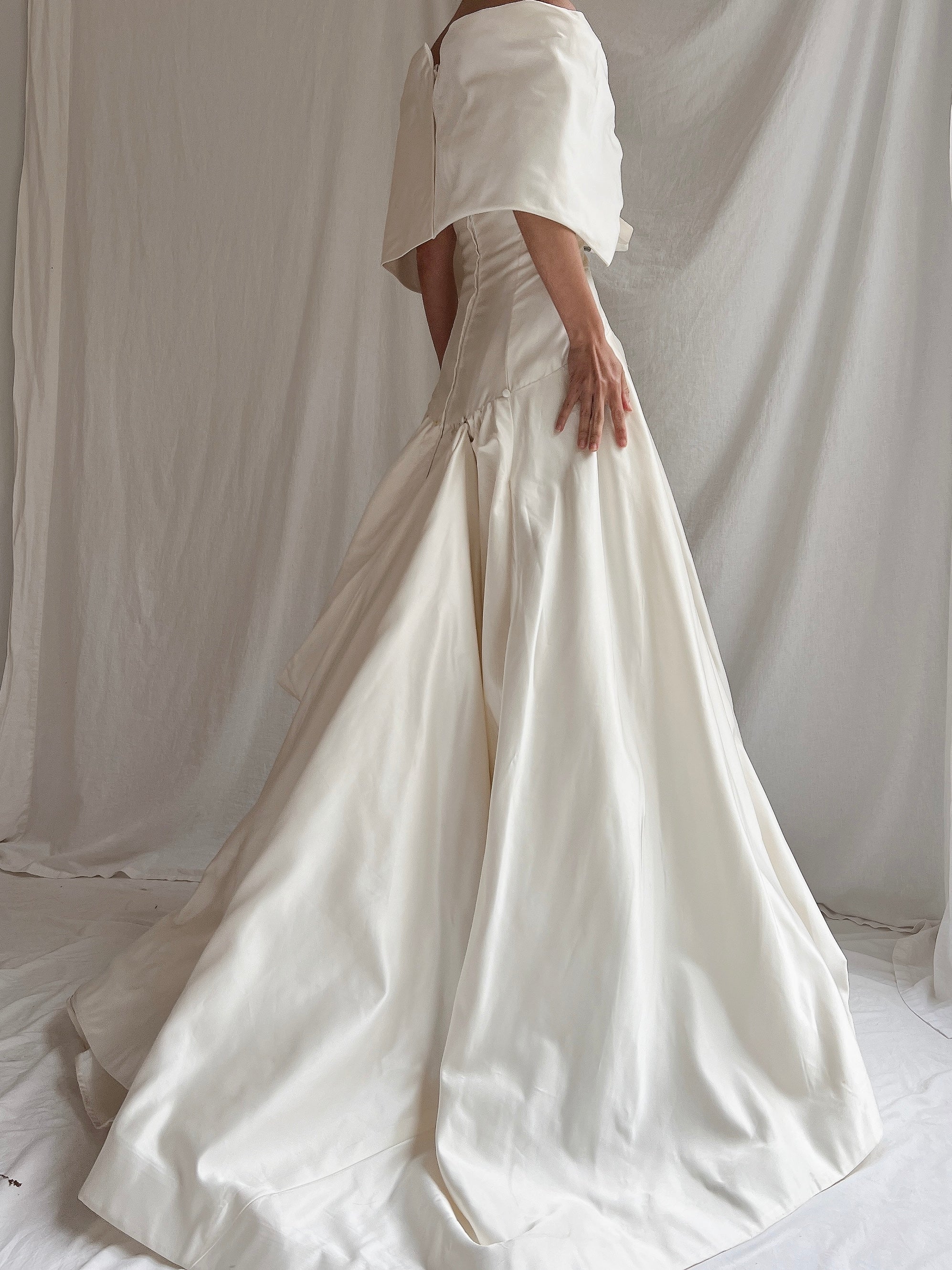 RESERVED Vintage Silk Scaasi Off-the-Shoulder Gown - M/8