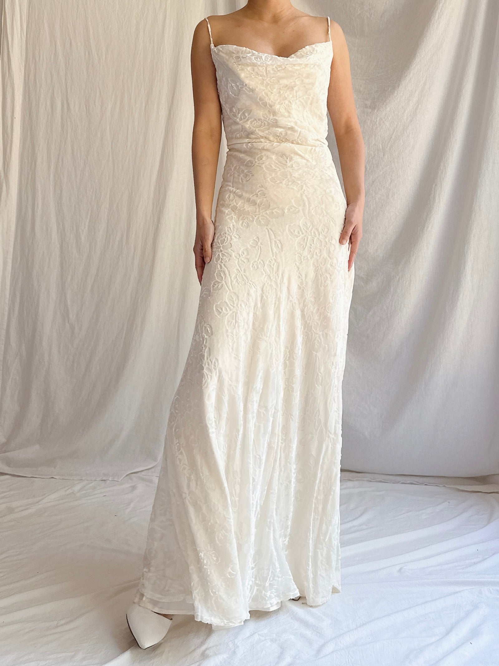 1990s Velvet Devore Bias Cut Gown - S-M