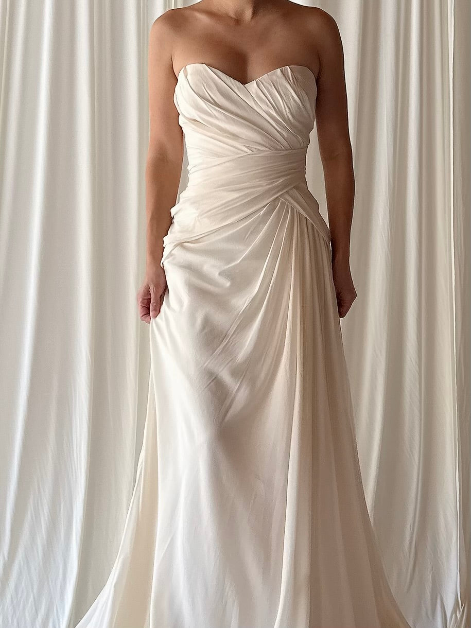 Gemy Maalouf Silk Chiffon Draped Gown - S/M