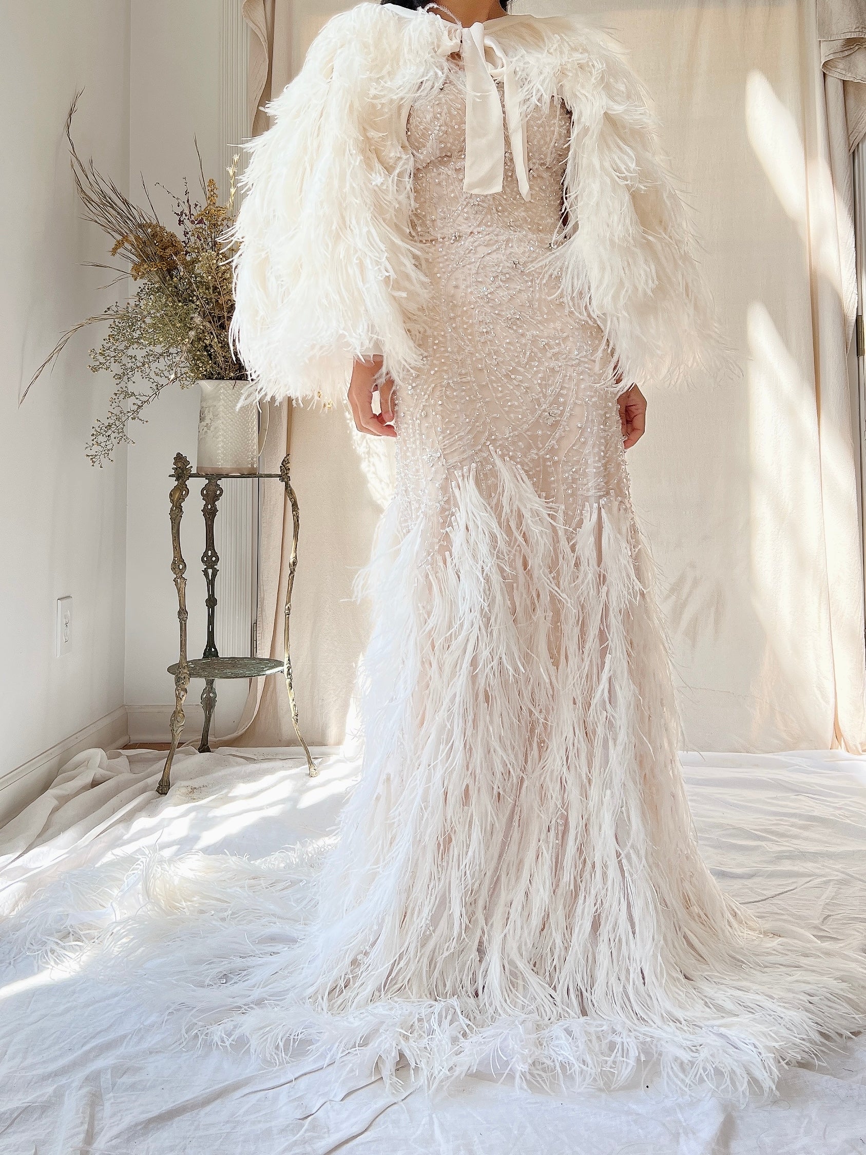 1990s Silk and Ostrich Feather Cape - OSFM