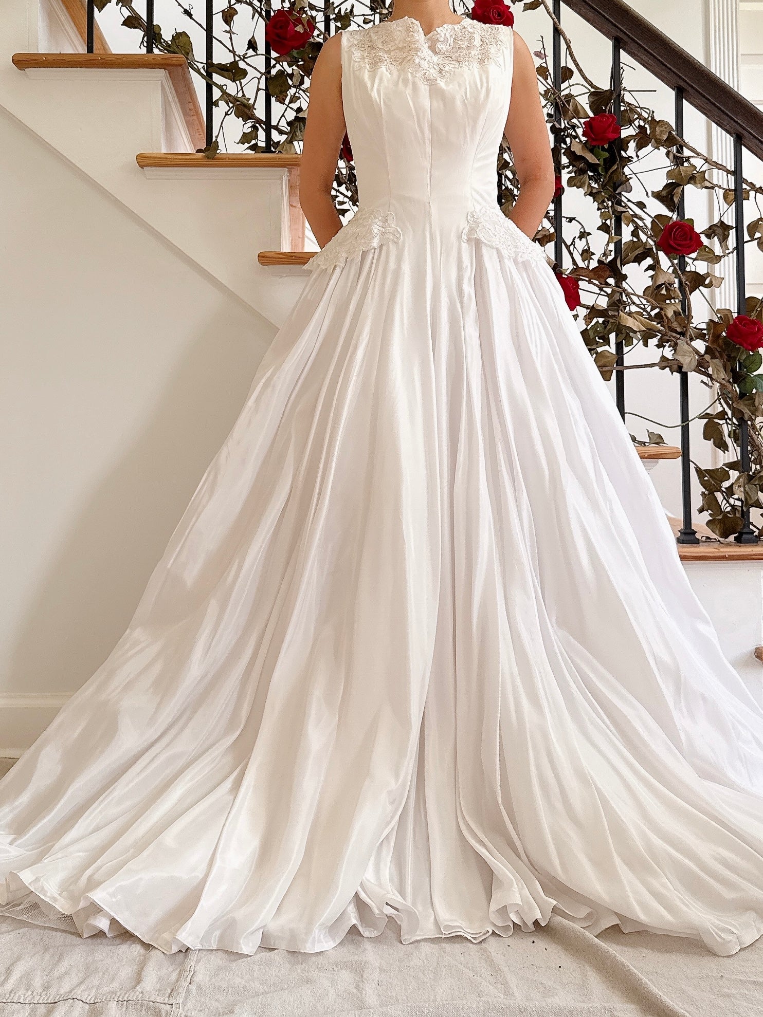 1950s Taffeta Lace Gown - XS
