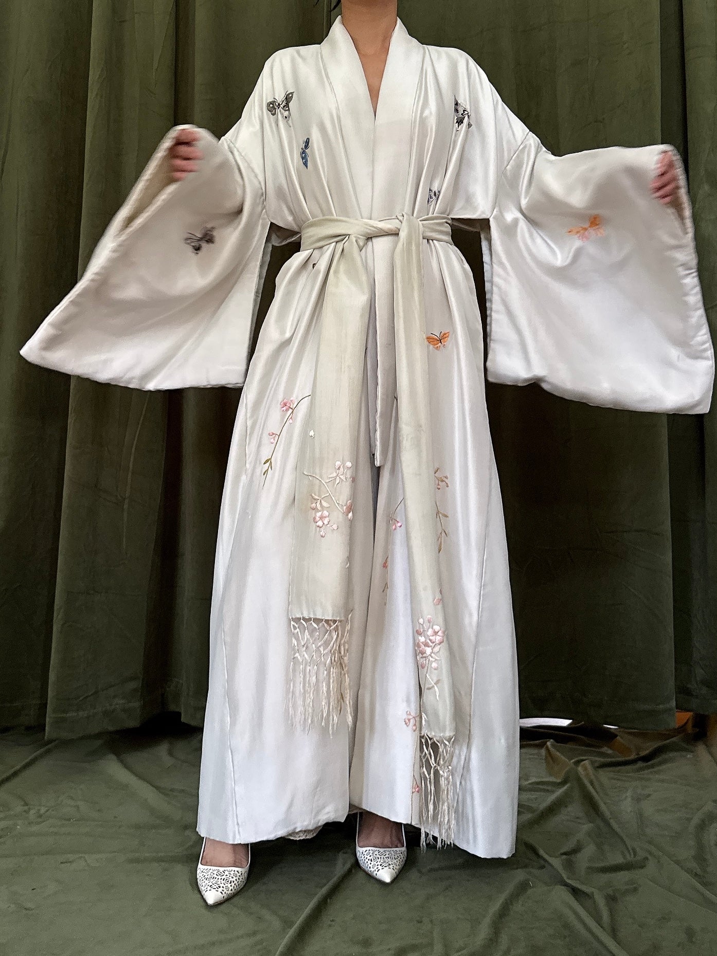 Antique Silk Butterfly Kimono - OSFM