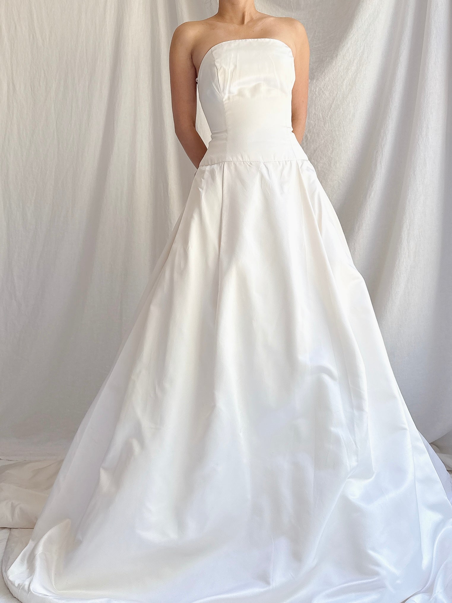 Vintage Silk/Rayon Satin Dropped Waist Gown - S