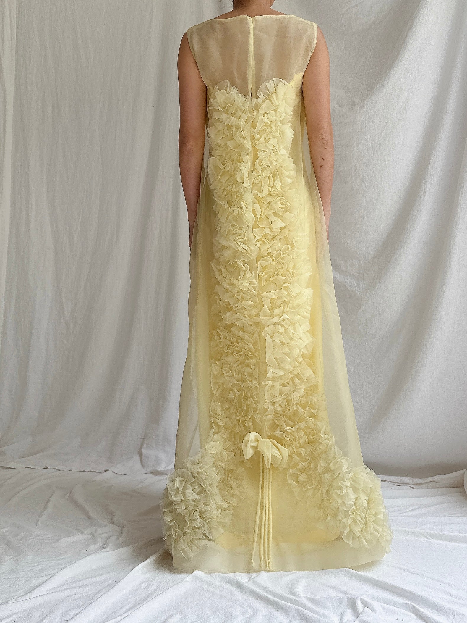 1960s Nylon Ruffle Gown - S