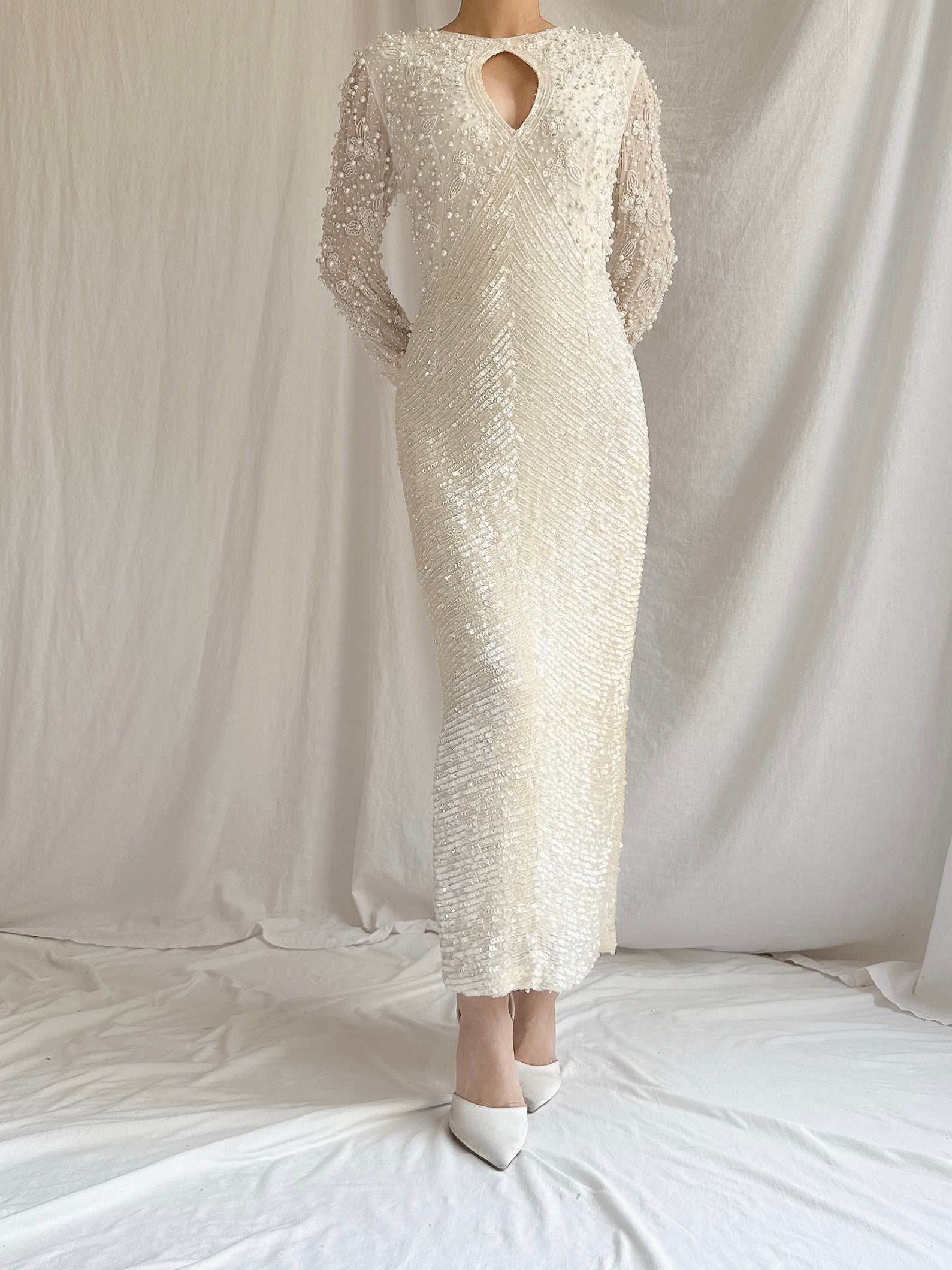 Vintage I. Magnin Silk Beaded Dress - S