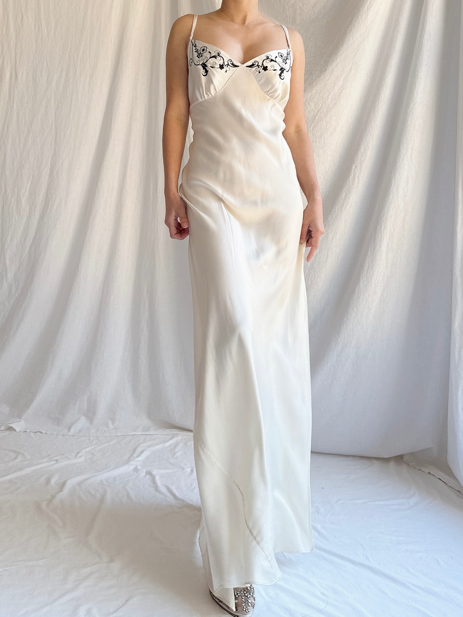 Y2K Silk Bias Cut Slip Dress - M