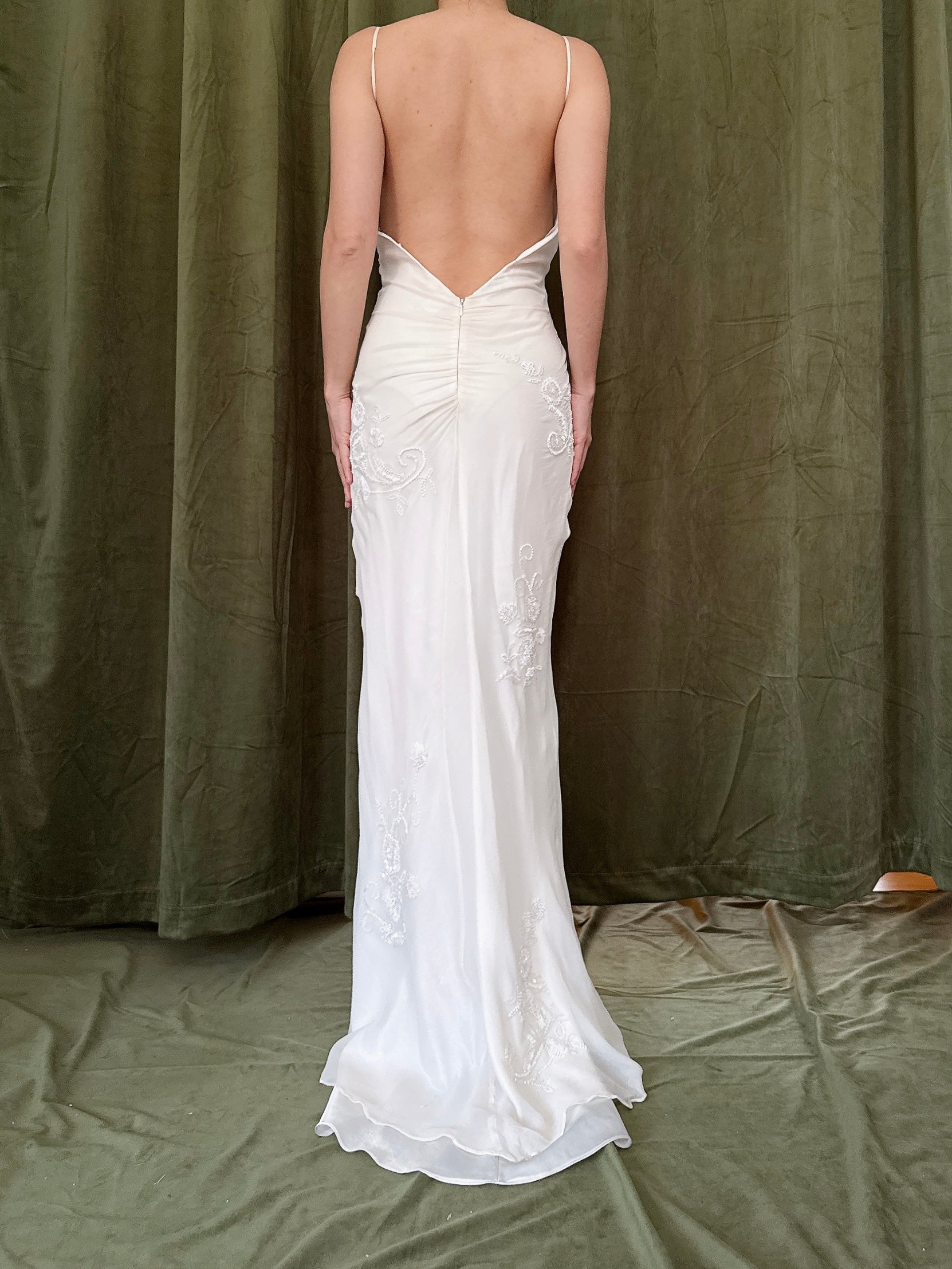 Vintage Silk Chiffon Beaded Gown - Size 2/4