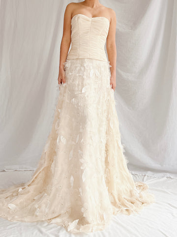 1990s Silk Floral Appliqué Gown - XS/2