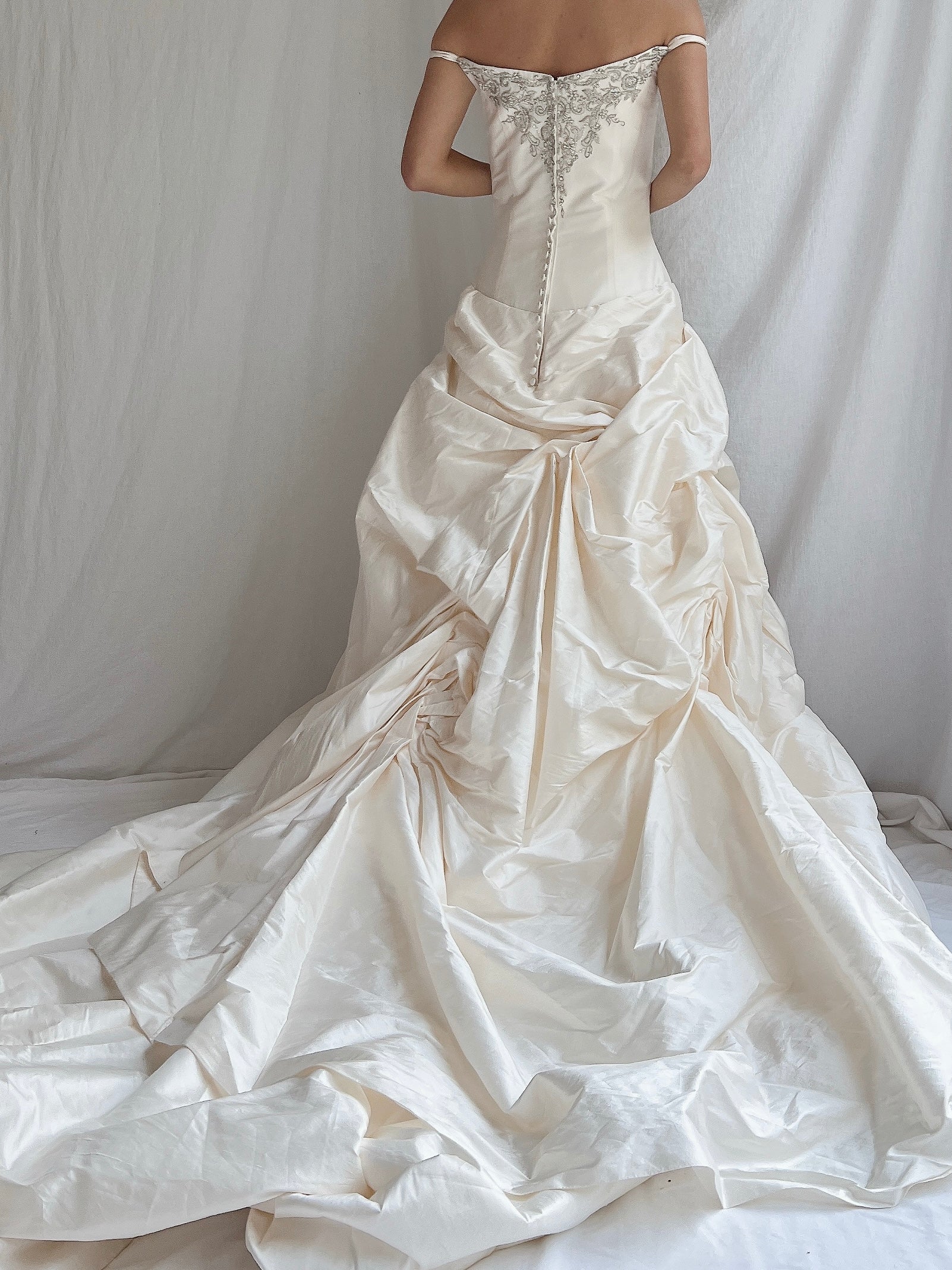 Angelina Faccenda Silk Ruche Gown -  S/6
