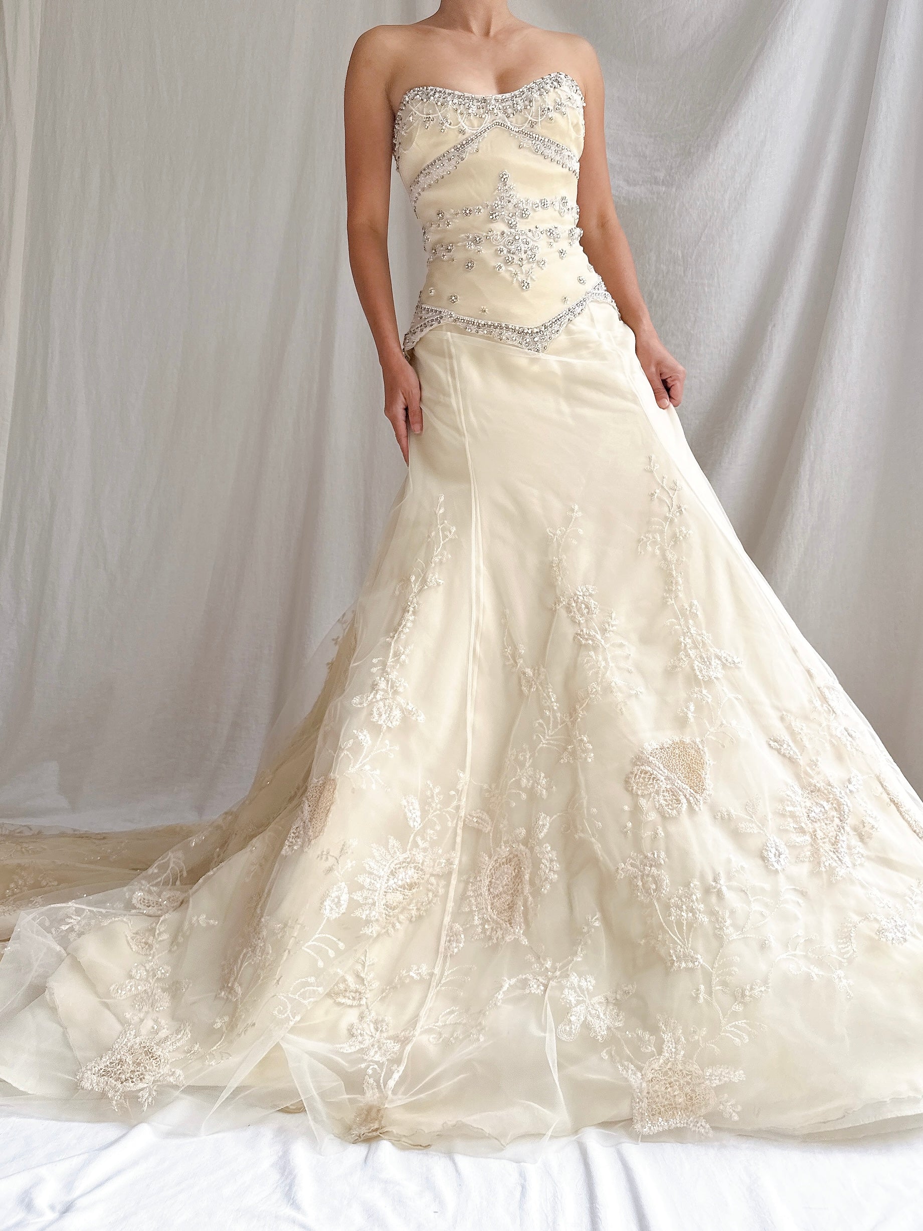 Vintage Badgley Mishka Couture Silk Embroidered Gown - M/6