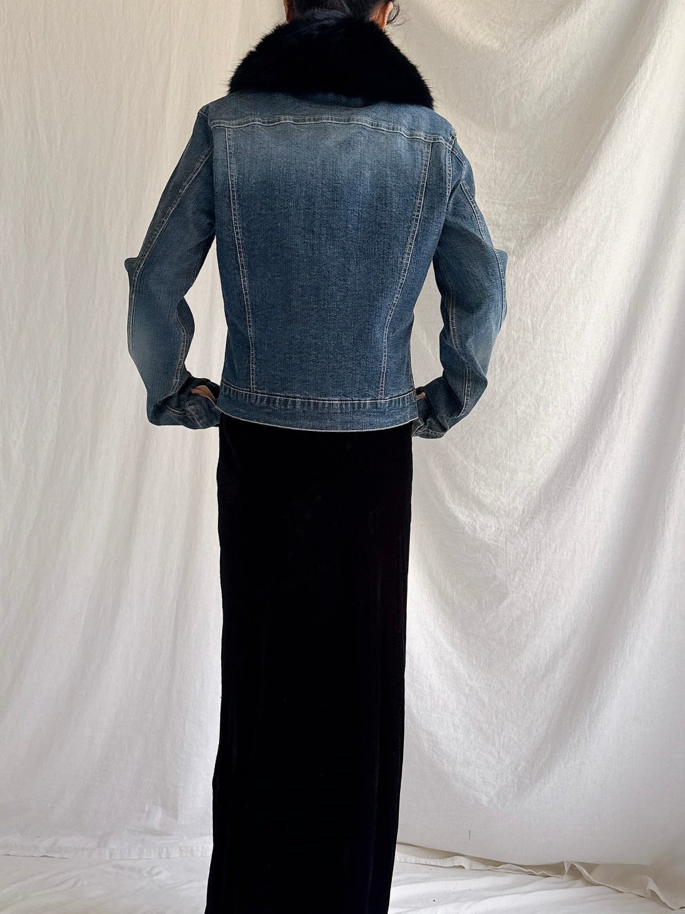 Vintage Ricci Andrist Fur Collar Denim Jacket - M/IT44